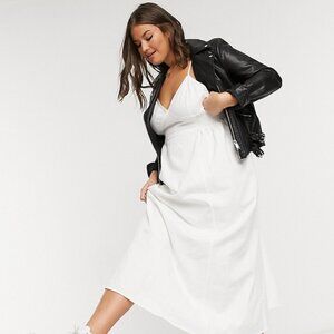 ASOS Curve Soft Denim Slip Maxi Dress, White - 26W